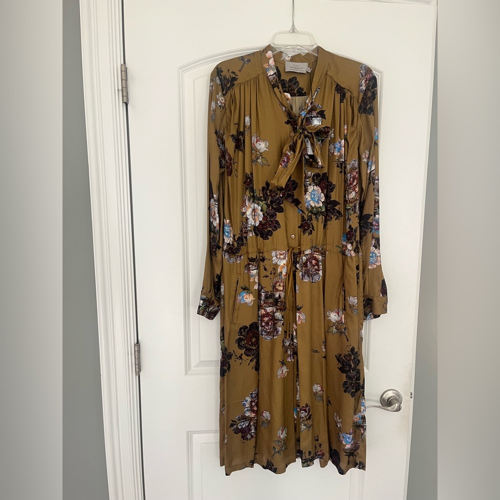 NWT Preen by Thornton Bregazzi Lupin Dress Tan Wild Rose Large Silk